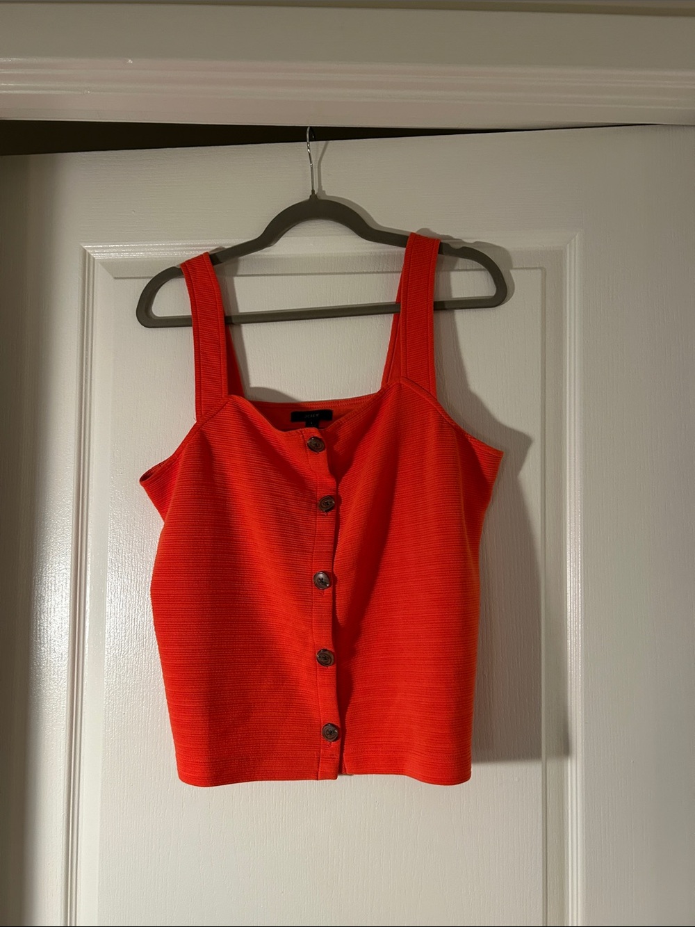 J. Crew Vibrant Orange-Red Button-Front Crop Tank